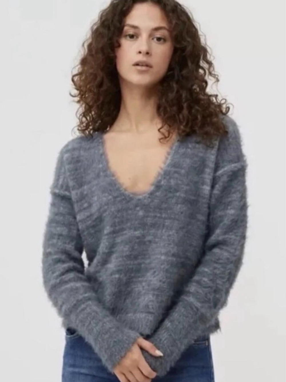 Free People Heather Grey Serendipity Cropped Sweater